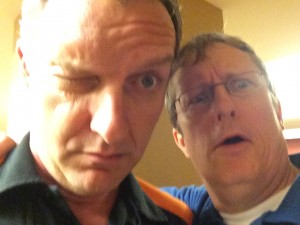 Larking around with me ol' mucker, author David May. 